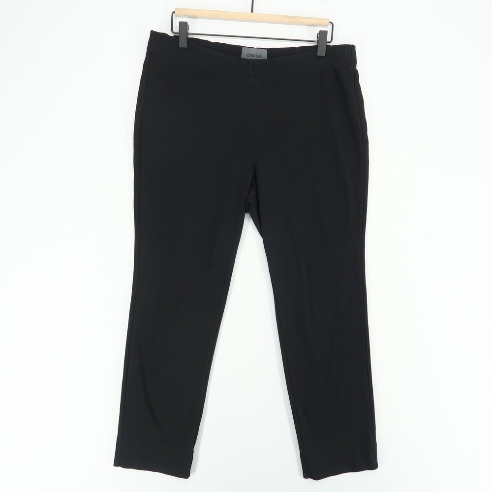 Oska Pants Womens 2 (8/10) Black Straight Leg Stretch Pull On Trousers Comfort‎
